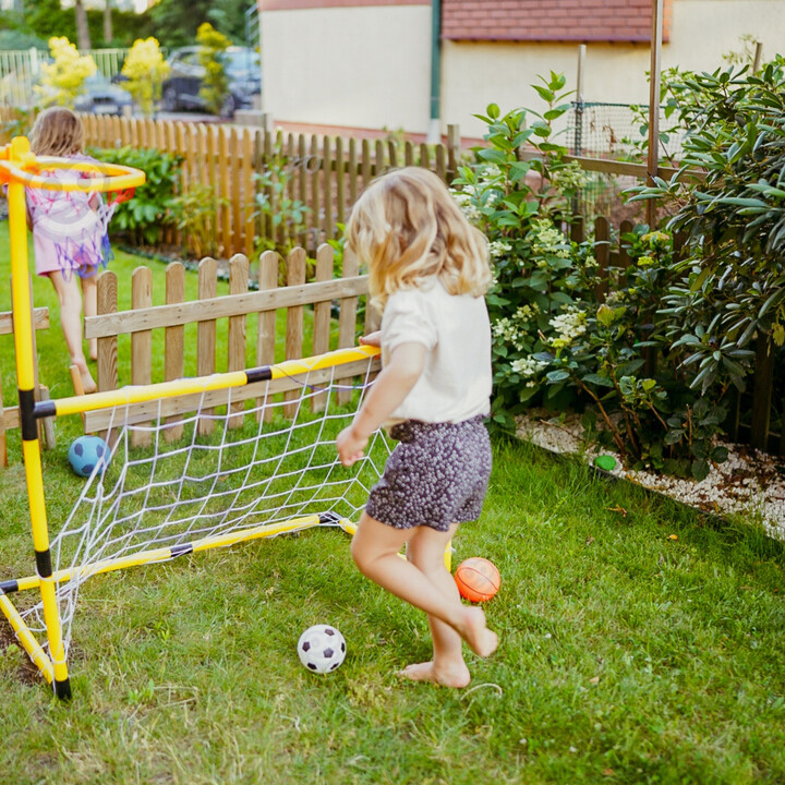 WOOPIE 2-in-1 Basketball Set: Soccer Goal + Balls and Pump