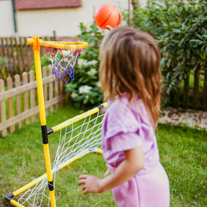 WOOPIE 2-in-1 Basketball Set: Soccer Goal + Balls and Pump