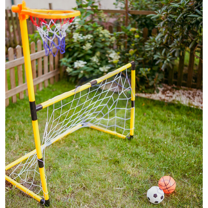 WOOPIE 2-in-1 Basketball Set: Soccer Goal + Balls and Pump