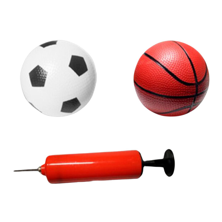 WOOPIE 2-in-1 Basketball Set: Soccer Goal + Balls and Pump