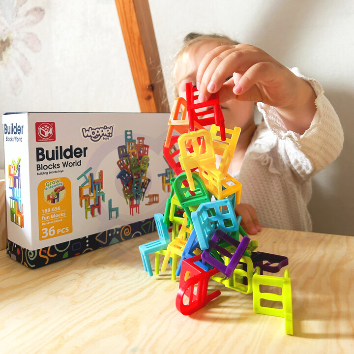 WOOPIE Arcade Game Block Puzzle Balancing Chairs 36 pcs.