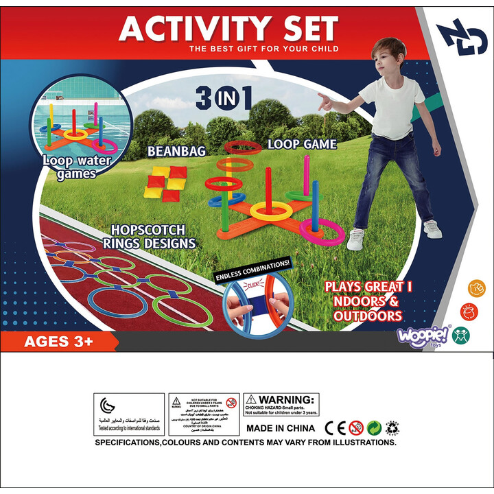 WOOPIE 3-in-1 Serso Cornhole Hopscotch Bean Bag Throw Set