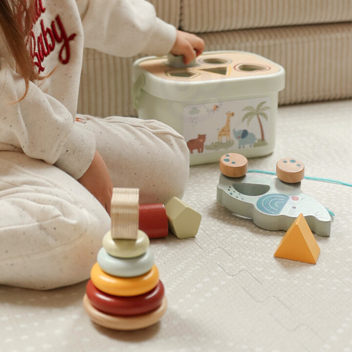 WOOPIE GREEN Sorter Box 3in1 Blocks Pyramid Elephant FSC