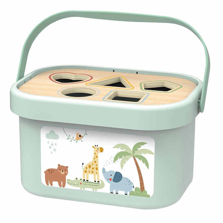 WOOPIE GREEN Sorter Box 3in1 Blocks Pyramid Elephant FSC