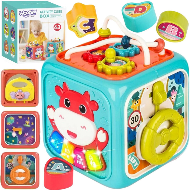 WOOPIE Kostka Sensoryczna Edukacyjna Montessori Sorter 6w1