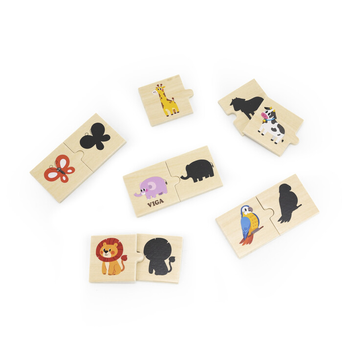 VIGA Wooden Puzzle Set Animal Match Shadow Puzzle