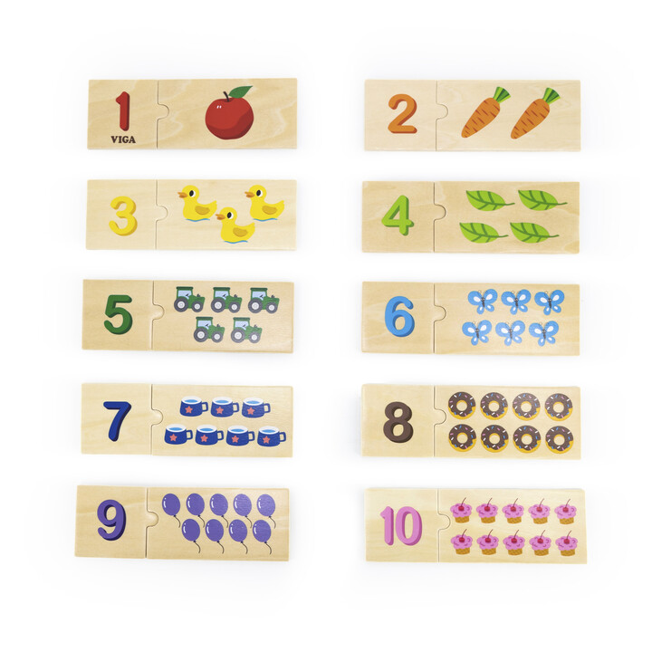 Viga Zestaw Drewniane Puzzle Dopasuj Liczby Układanka Montessori