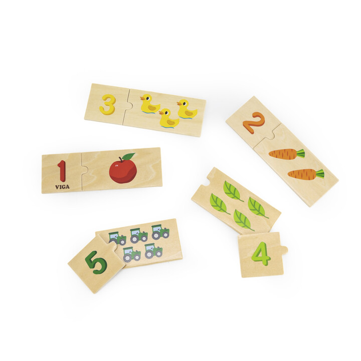 VIGA Wooden Puzzle Set Match Numbers Montessori Puzzle