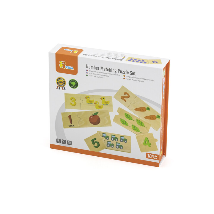 VIGA Wooden Puzzle Set Match Numbers Montessori Puzzle