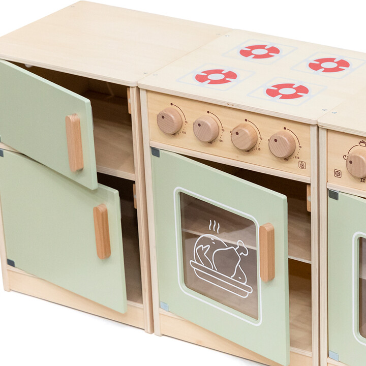 VIGA PolarB Wooden Kitchen Set XL Washing Machine, Stove, Dishwasher - Green