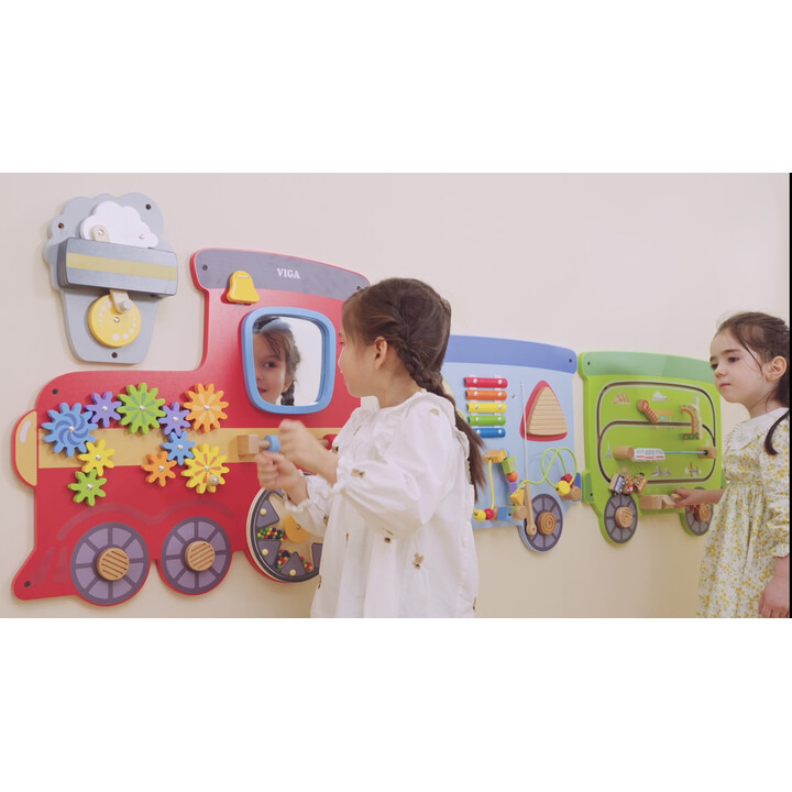 VIGA Wooden Sensory-Manipulation Board EDU Train