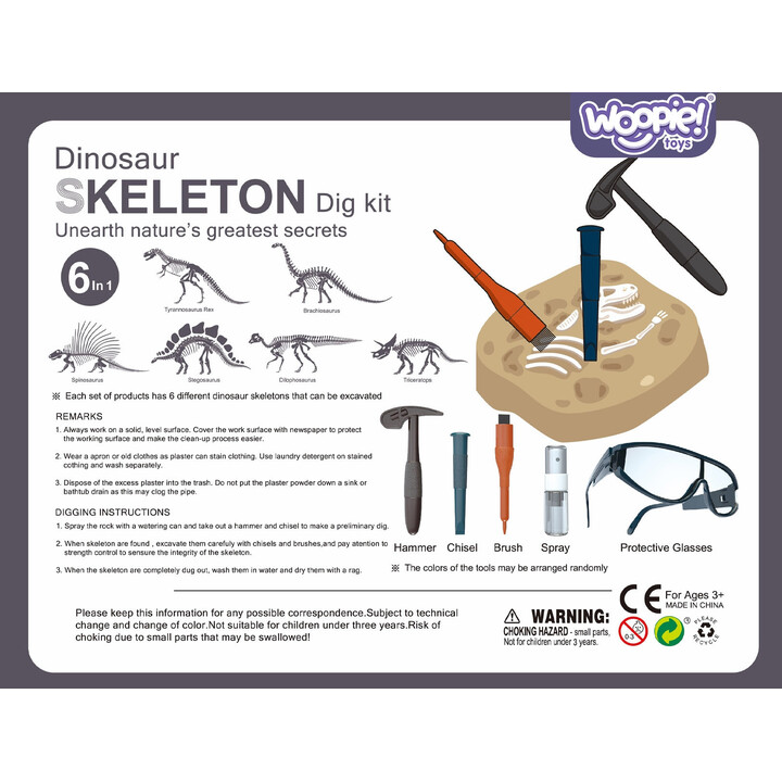 WOOPIE "Little Archaeologist" Excavation of 6 Dinosaur Skeletons