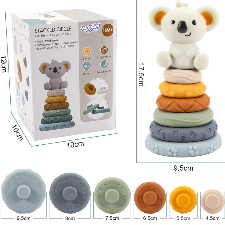 WOOPIE BABY Koala 2-in-1 Educational Pyramid Teether Set