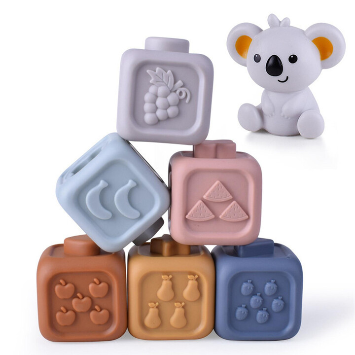 WOOPIE BABY Educational Pyramid Set Sensory Blocks 2in1 Teether Numbers