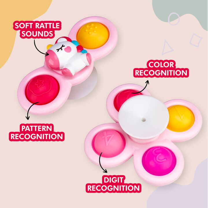 WOOPIE BABY Space Spinner Pop-it Sensory Toy Interchangeable 3 pcs Pink.