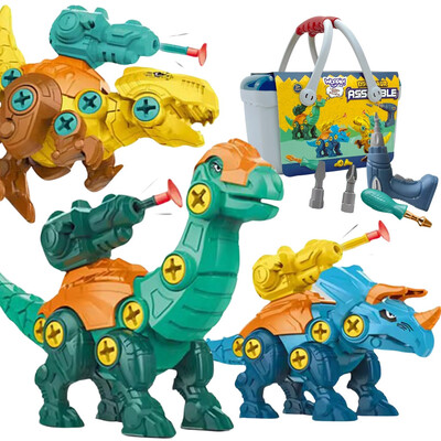 WOOPIE Dinosaurs to Screw 3-Piece Construction Set in a Box + Drill and Screwdriver