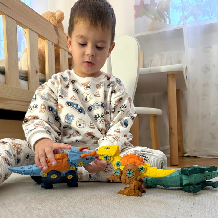 WOOPIE Dinosaurs to Screw 3-Piece Construction Set in a Box + Drill and Screwdriver