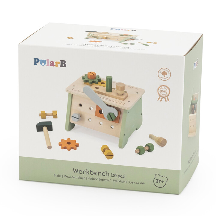 VIGA PolarB Mini Workshop 2in1 Tool Box Wooden Set
