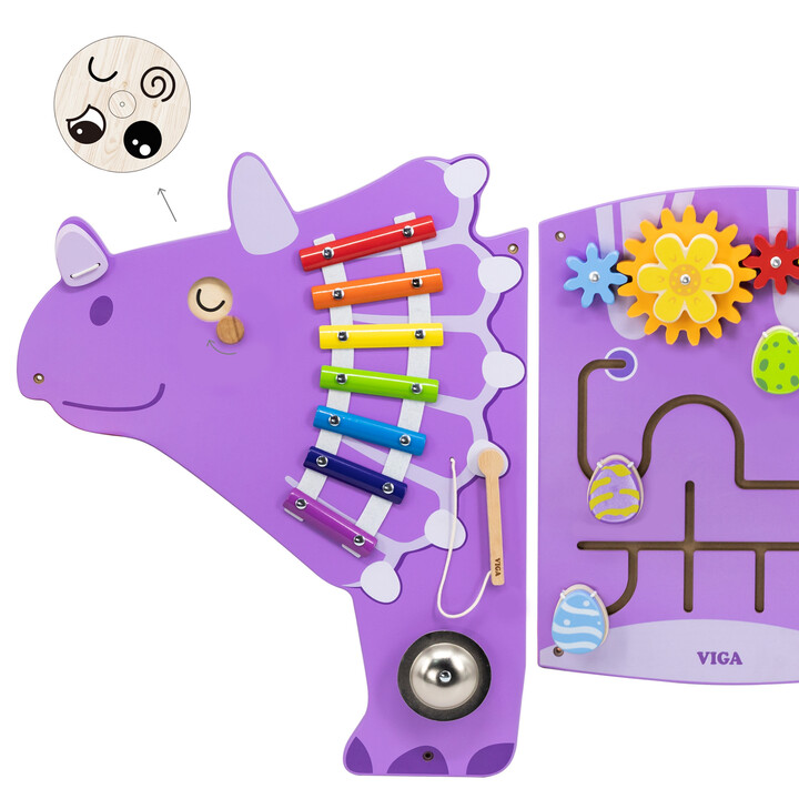 VIGA Wooden Sensory-Manipulation Board EDU Triceratops