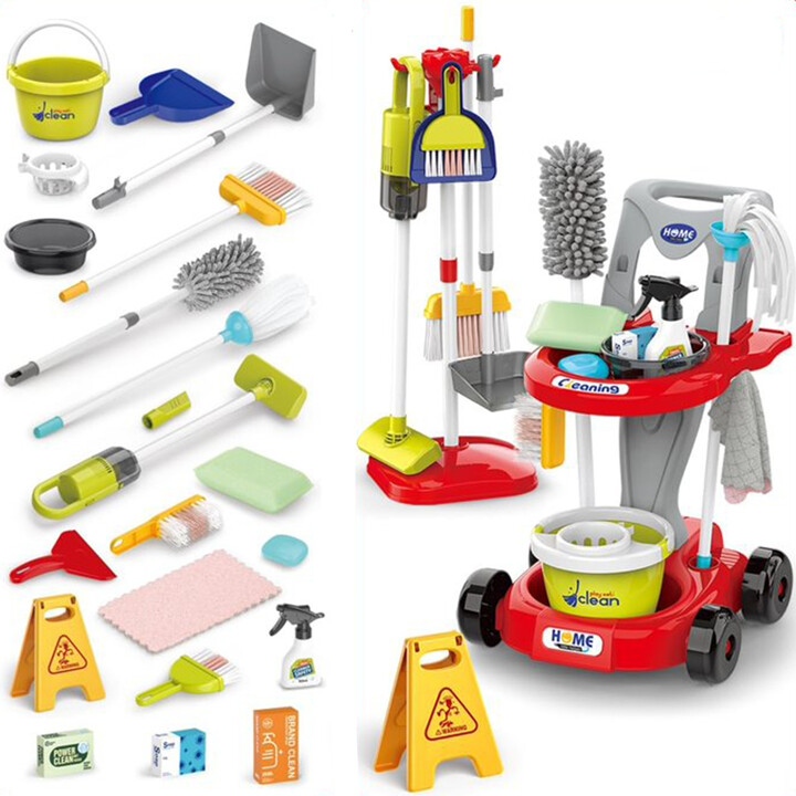 WOOPIE XXL Cleaning Set 3-in-1 Trolley 29 Pieces Red