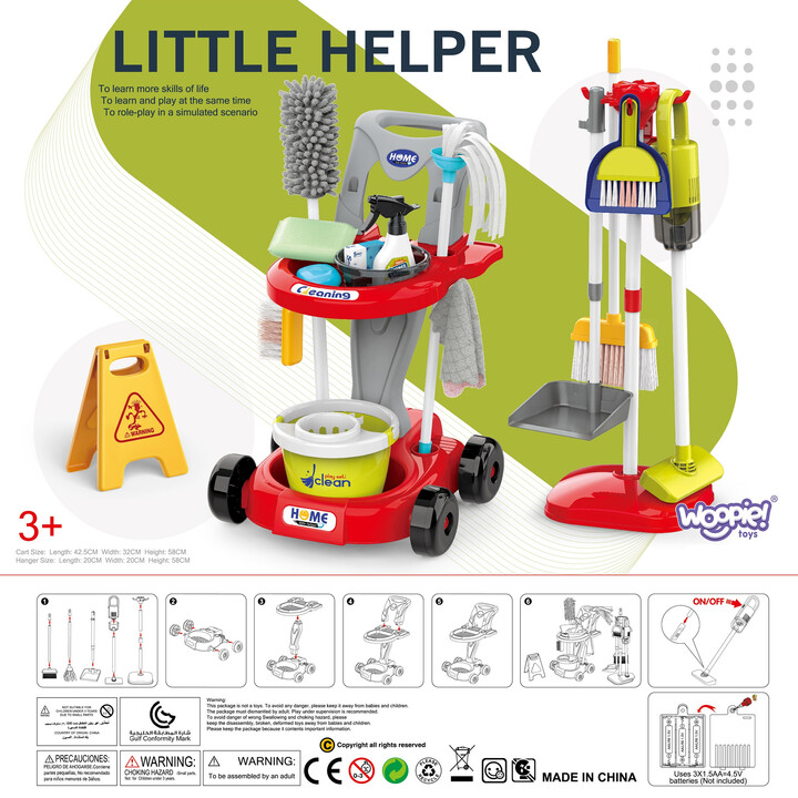 WOOPIE XXL Cleaning Set 3-in-1 Trolley 29 Pieces Red