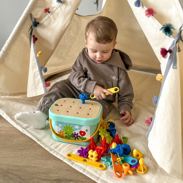 WOOPIE GREEN Układanka Montessori Kołki w Pudełku Stosy Nawlekanka