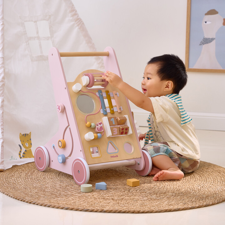 VIGA PolarB Wooden Push Walker Pink Educational