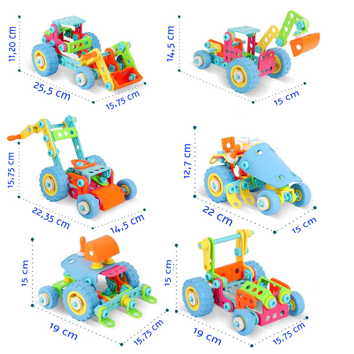 WOOPIE 6-in-1 STEM Vehicle Building Block Set