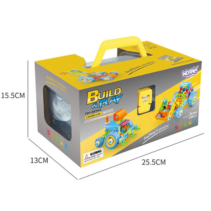 WOOPIE 6-in-1 STEM Vehicle Building Block Set