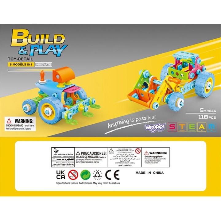 WOOPIE 6-in-1 STEM Vehicle Building Block Set