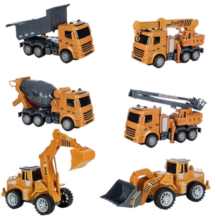 WOOPIE Big Set of Construction Vehicles 6 in 1