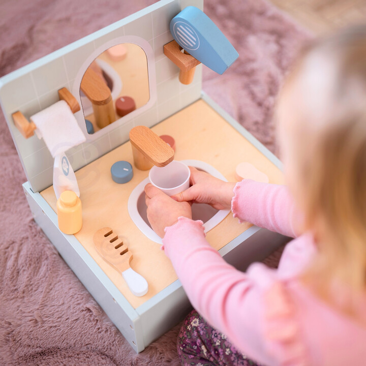 TOOKY TOY Toilet Bathroom Wooden Toilet Bathroom with Accessories