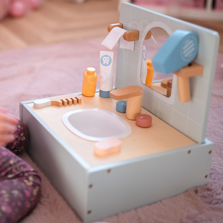 TOOKY TOY Toilet Bathroom Wooden Toilet Bathroom with Accessories