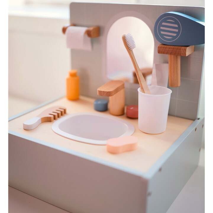 TOOKY TOY Toilet Bathroom Wooden Toilet Bathroom with Accessories