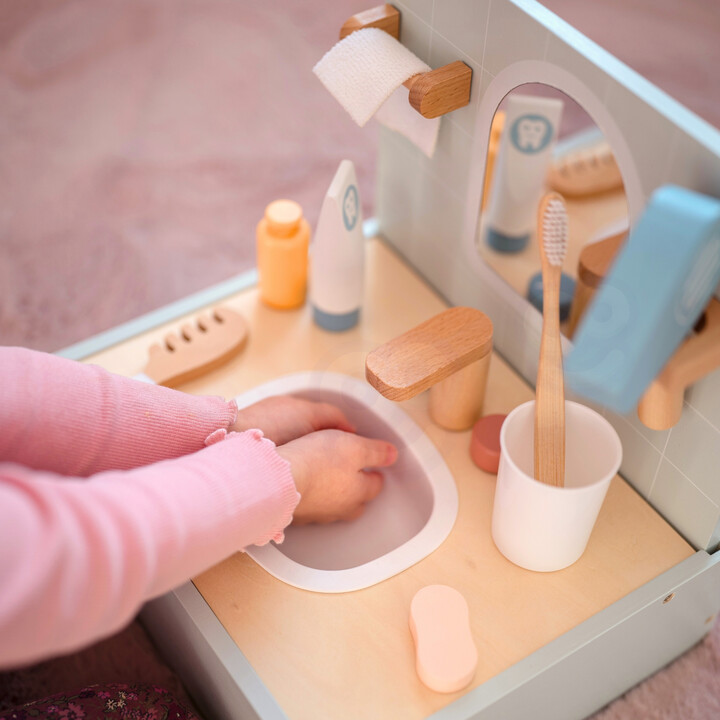 TOOKY TOY Toilet Bathroom Wooden Toilet Bathroom with Accessories