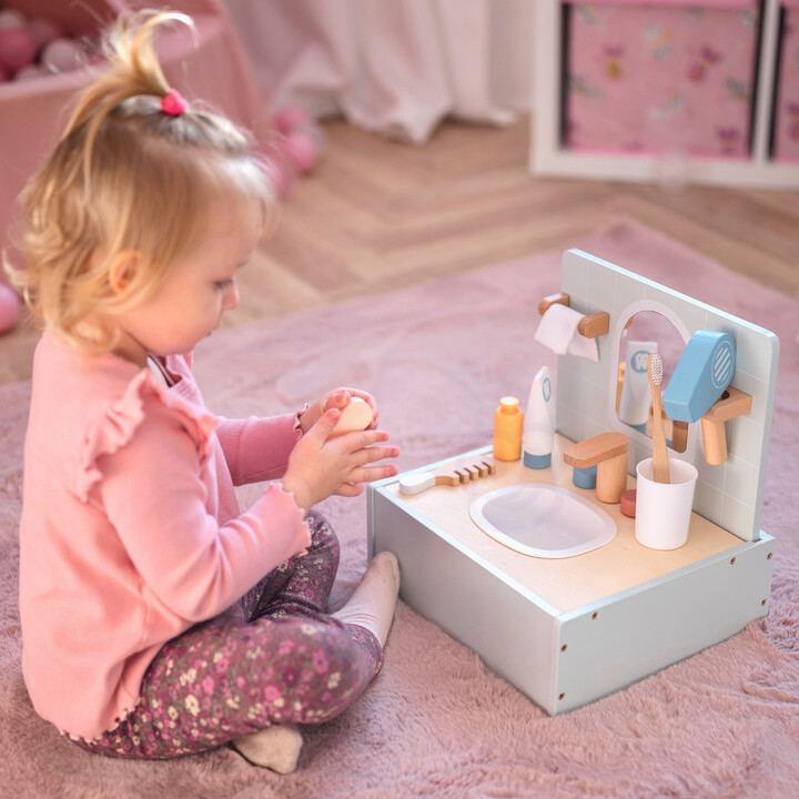TOOKY TOY Toilet Bathroom Wooden Toilet Bathroom with Accessories