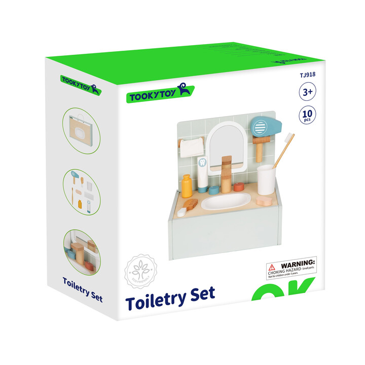 TOOKY TOY Toilet Bathroom Wooden Toilet Bathroom with Accessories