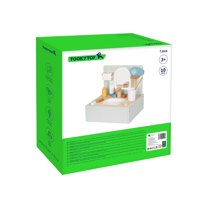 TOOKY TOY Toilet Bathroom Wooden Toilet Bathroom with Accessories