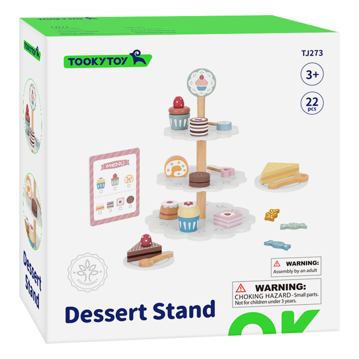TOOKY TOY Sweets Platter Wooden Stand Cupcakes Cakes