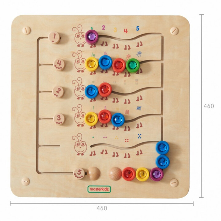 MASTERKIDZ Colorful Caterpillars Learning Numbers and Quantities - Montessori Educational Wall Board