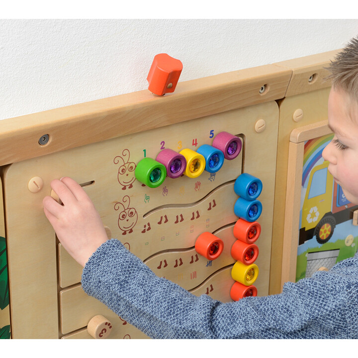 MASTERKIDZ Colorful Caterpillars Learning Numbers and Quantities - Montessori Educational Wall Board