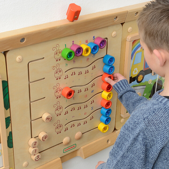 MASTERKIDZ Colorful Caterpillars Learning Numbers and Quantities - Montessori Educational Wall Board