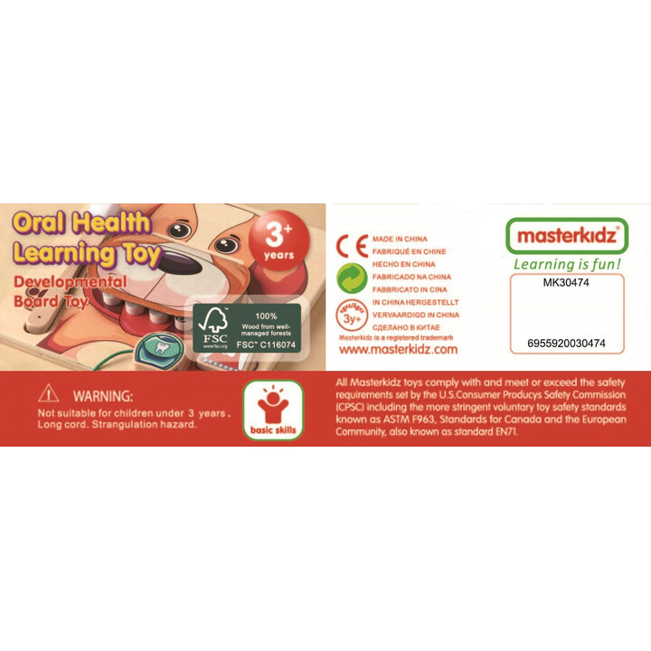 MASTERKIDZ Learning Healthy Oral Hygiene with a Dog as an Example - Montessori Educational Wall Chart