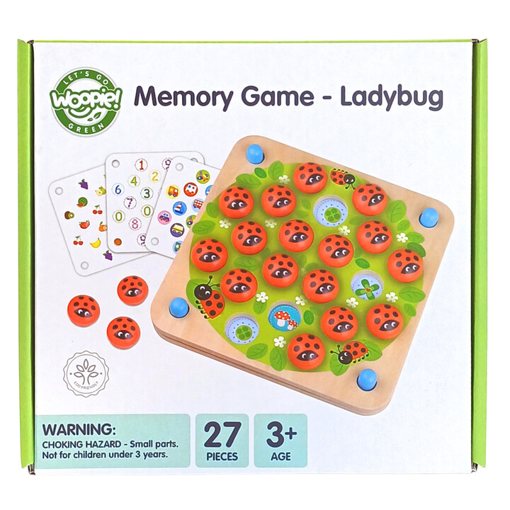 WOOPIE GREEN Memory Drewniana Gra pamięciowa Edukacyjna Układanka Biedronka