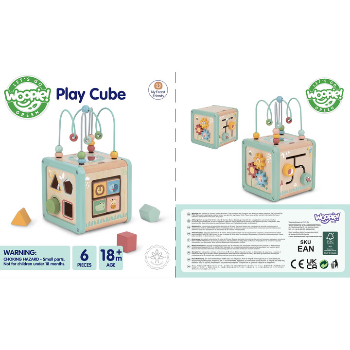 WOOPIE GREEN Drewniana Kostka Aktywności Multifunkcyjna Edukacyjna Sorter