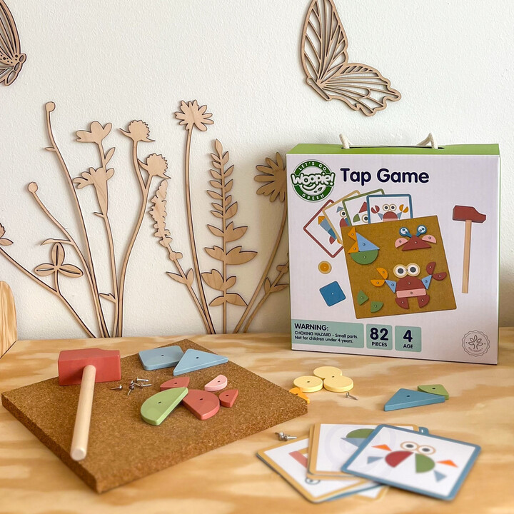 WOOPIE GREEN Wooden Nailing Hammer Puzzle 20 patterns 82 pcs.