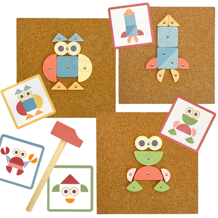 WOOPIE GREEN Wooden Nailing Hammer Puzzle 20 patterns 82 pcs.