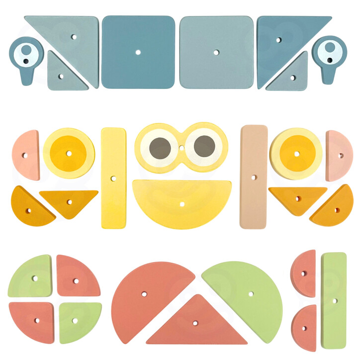 WOOPIE GREEN Wooden Nailing Hammer Puzzle 20 patterns 82 pcs.
