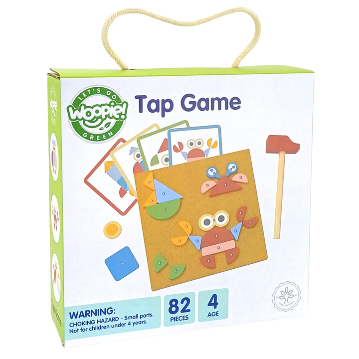 WOOPIE GREEN Wooden Nailing Hammer Puzzle 20 patterns 82 pcs.