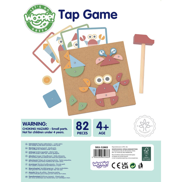 WOOPIE GREEN Wooden Nailing Hammer Puzzle 20 patterns 82 pcs.